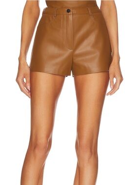 CULTNAKED NWT Faux Leather Short in Choco High Rise Zip Fly Button Revolve
